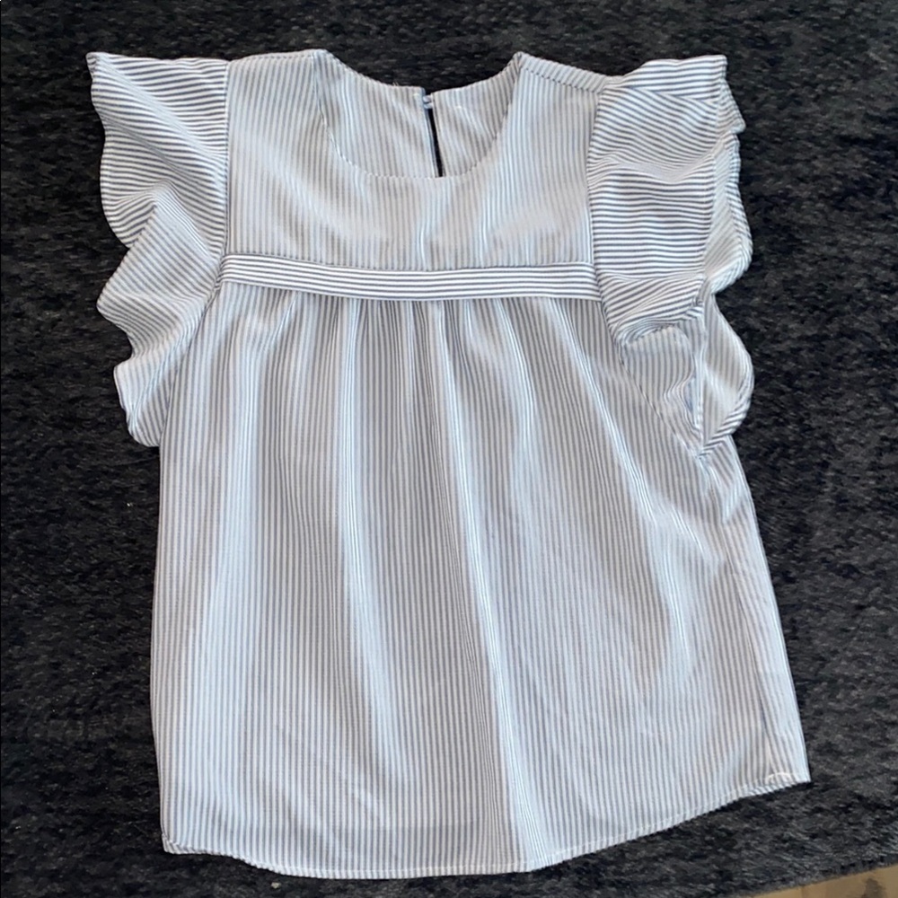 Striped Ruffle Sleeve Top